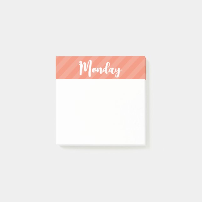Monday - Coral - Days of the Week - Post It Notes (Front)