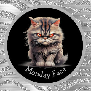 Monday Face Or Your Text Angry Grey Cat Mug