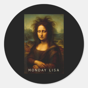 Monday Lisa Disheveled Clic Art Parody Week Start Classic Round Sticker