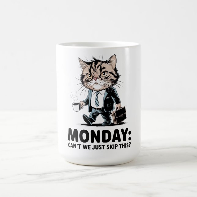 Monday Mood Office Cat Coffee Mug (Center)
