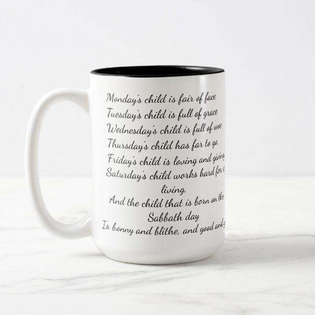 Monday's Child Poem Mug (Left)
