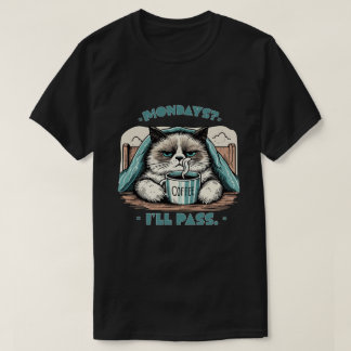 Mondays? I’ll Pass. - Grumpy Cat Art T-Shirt