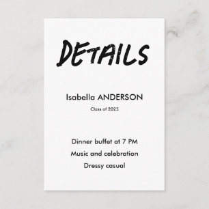 Mondern Black and White Graduation  Enclosure Card