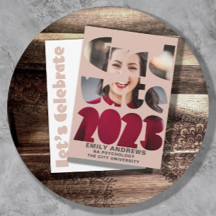 Mondern Simple Graduation Photo Rose Gold Invitation