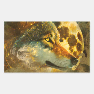 Mondlicht Wolf 4 Rectangular Sticker