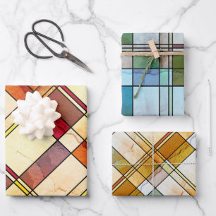 Mondriaan Inspired Art Deco Geometric Pattern Wrapping Paper Sheet