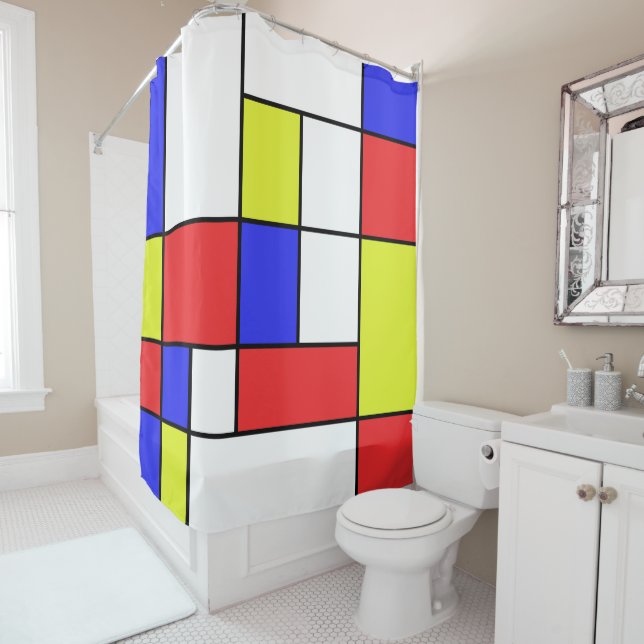 Mondrian #24 shower curtain (In Situ)