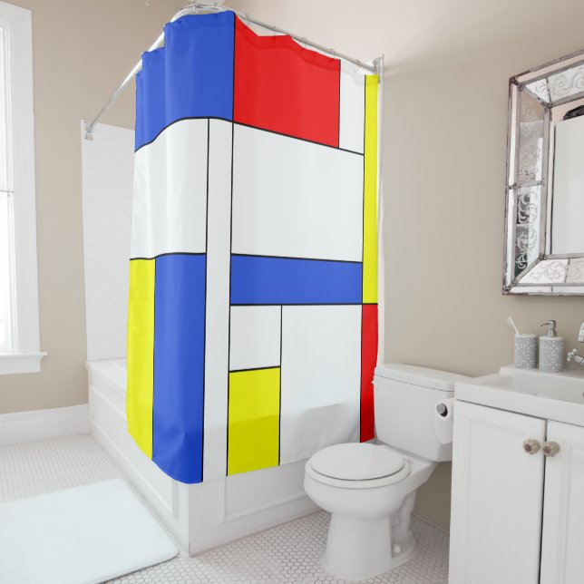 Mondrian #47 shower curtain (In Situ)