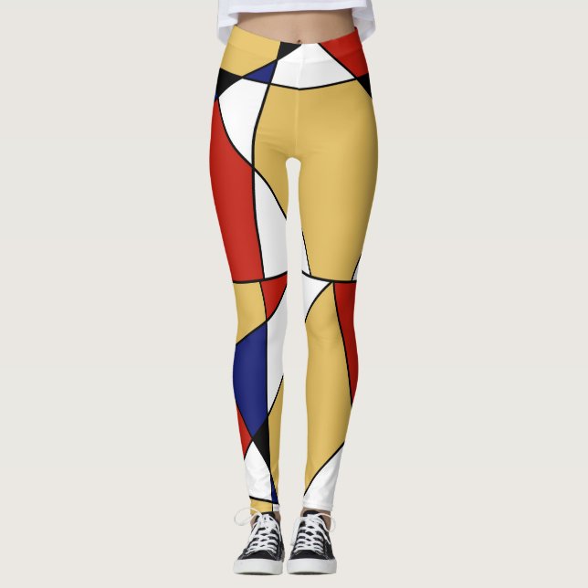 MONDRIAN ABSTRACT DE-STIJL ART LEGGINGS (Front)