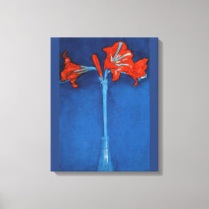 Mondrian - Amaryllis on Blue Background Canvas Print