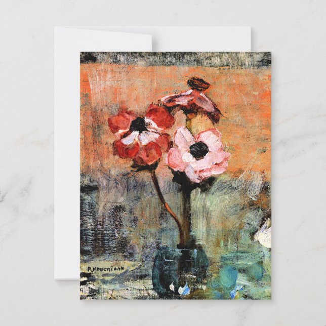 Mondrian - Anemones in a Vase, Card (Front)
