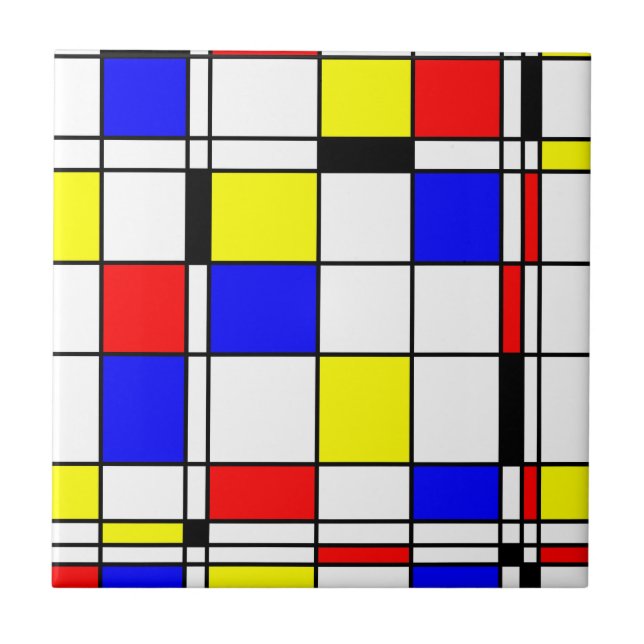 Mondrian art style ceramic tile (Front)