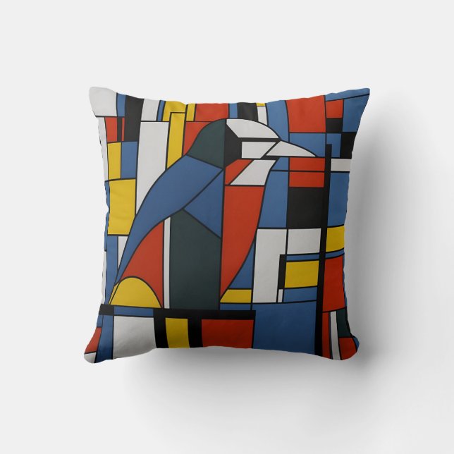 mondrian birds cushion (Back)