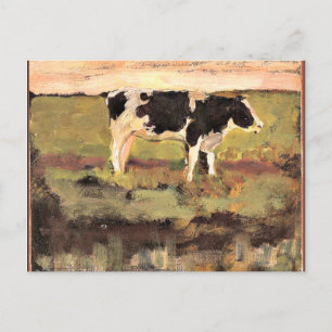 Mondrian - Black and White Heifer, 1904 artwork Postcard
