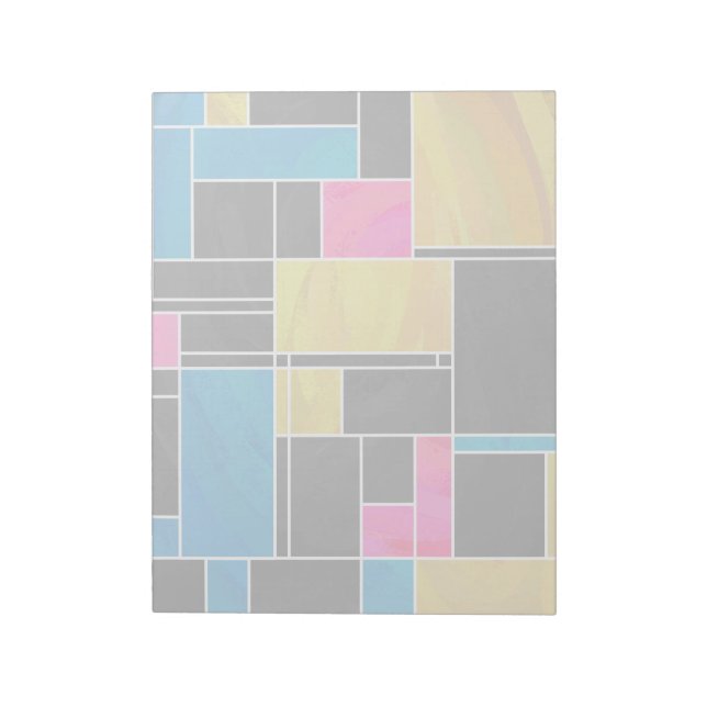 Mondrian Blue Pink Black Print Notepad (Rotated)