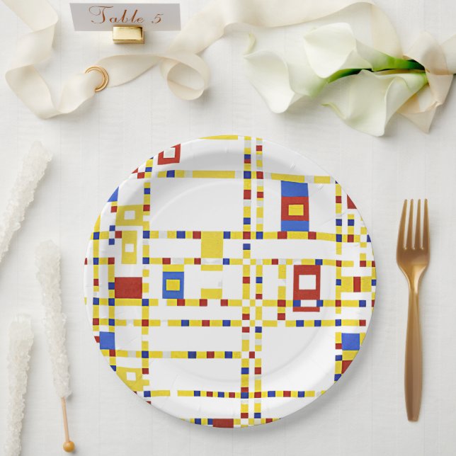 Mondrian - Broadway Boogie Woogie Paper Plate (Wedding)