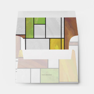 Mondrian Brown Yellow Green Print Envelopes
