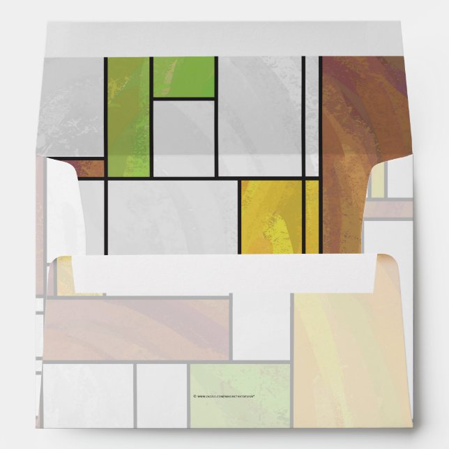 Mondrian Brown Yellow Green Print Envelopes (Back (Bottom))