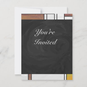 Mondrian Brown Yellow Green Print Invitation