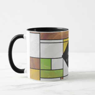 Mondrian Brown Yellow Green Print Mug