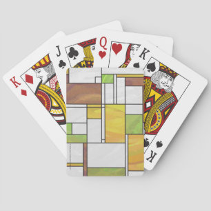 Mondrian Brown Yellow Green Print Playing Cards