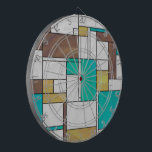 Mondrian Brown Yellow Teal Print Dartboard<br><div class="desc">Mondrian Brown,  Yellow,  Teal and Black line Gifts and Accessories feature our textured Piet Mondrian inspired art with our unique signature texture and colours in geometric abstract patterns created by our talented artist and draftsman,  Kurt Keller.</div>