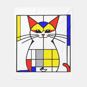 Mondrian cat fleece blanket