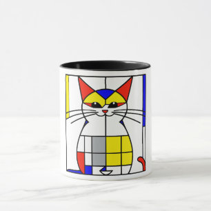Mondrian cat mug