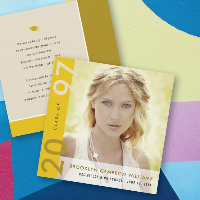 Mondrian Colour Blocks Grad Modern Photo Graduatio Announcement (Creator Uploaded)