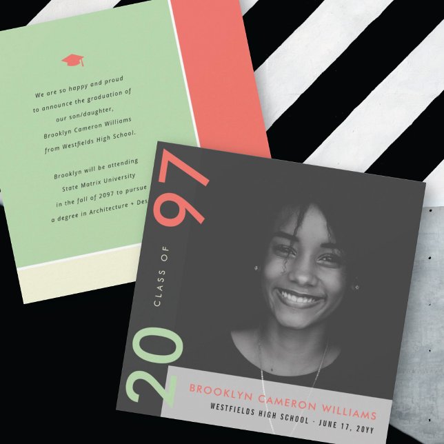 Mondrian Colour Blocks Grad Modern Photo Graduatio Announcement (Creator Uploaded)