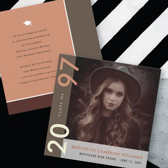 Mondrian Colour Blocks Grad Modern Photo Graduatio Announcement (Creator Uploaded)