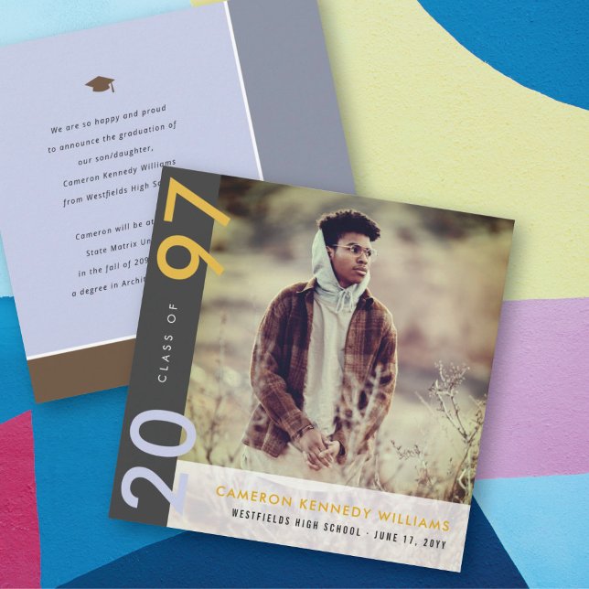 Mondrian Colour Blocks Grad Modern Photo Graduatio Announcement (Creator Uploaded)