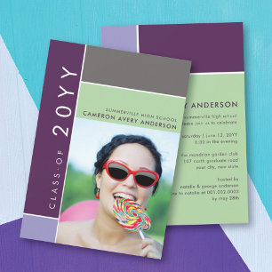 Mondrian Colour Blocks Mod Photo Graduation Party Invitation