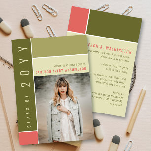 Mondrian Colour Blocks Mod Photo Graduation Party Invitation