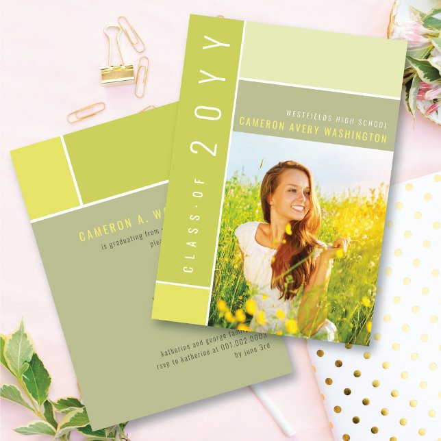 Mondrian Colour Blocks Mod Photo Graduation Party Invitation (Creator Uploaded)