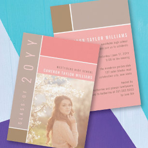 Mondrian Colour Blocks Mod Photo Graduation Party Invitation