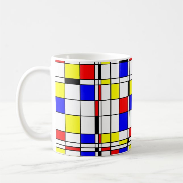 Mondrian colourful  Minimalist De Stijl Modern art Coffee Mug (Left)