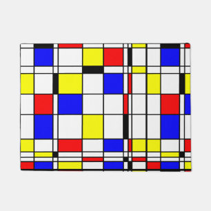 Mondrian colourful Minimalist De Stijl Modern art Doormat