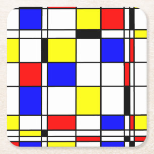 Mondrian colourful Minimalist De Stijl Modern art Square Paper Coaster