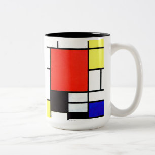 Mondrian,Composition in red, yellow, blue and blac Two-Tone Coffee Mug