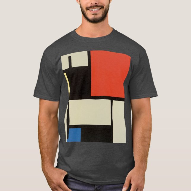 Mondrian Composition Modern Abstract Charcoal Heat T-Shirt (Front)