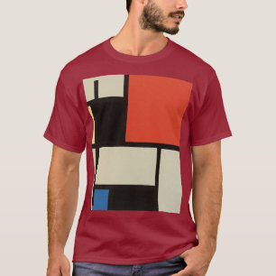 Mondrian Composition Modern Abstract Maroon T-Shirt