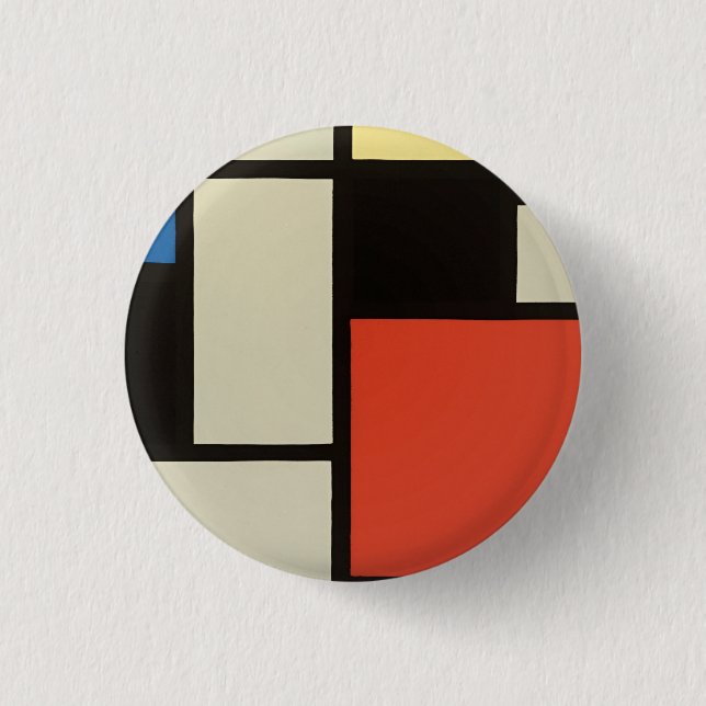 Mondrian Composition Modern Abstract Painting Art 3 Cm Round Badge (Front)