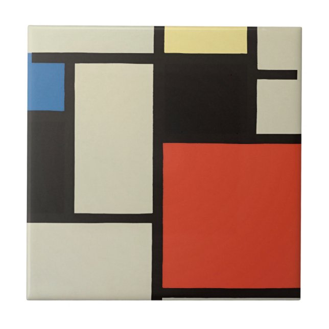 Mondrian Composition Modern Abstract Painting Art Ceramic Tile (Front)