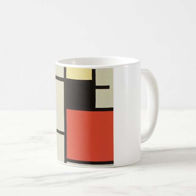 Mondrian Composition Modern Abstract Painting Art Coffee Mug (Front Right)