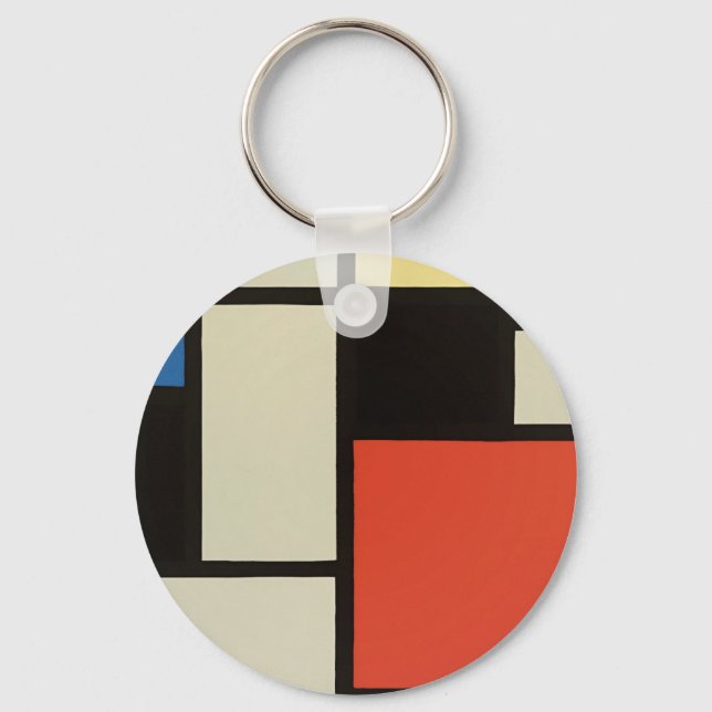 Mondrian Composition Modern Abstract Painting Art Key Ring (Front)