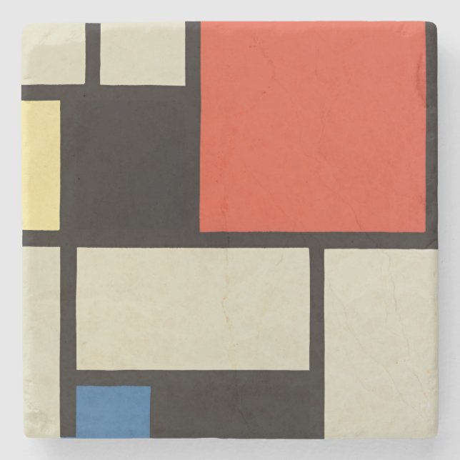 Mondrian Composition Modern Abstract Painting Art Stone Coaster (Front)
