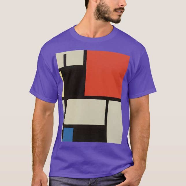 Mondrian Composition Modern Abstract Purple T-Shirt (Front)