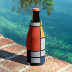Mondrian Composition Red Yellow Blue Black  Bottle Cooler