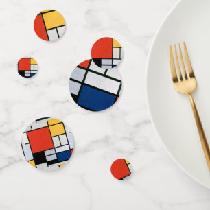 Mondrian Composition Red Yellow Blue Black Confetti